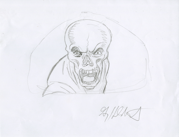 Red Skull Head Sketch, Greg Hildebrandt